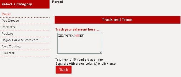 Pos laju domestik tracking